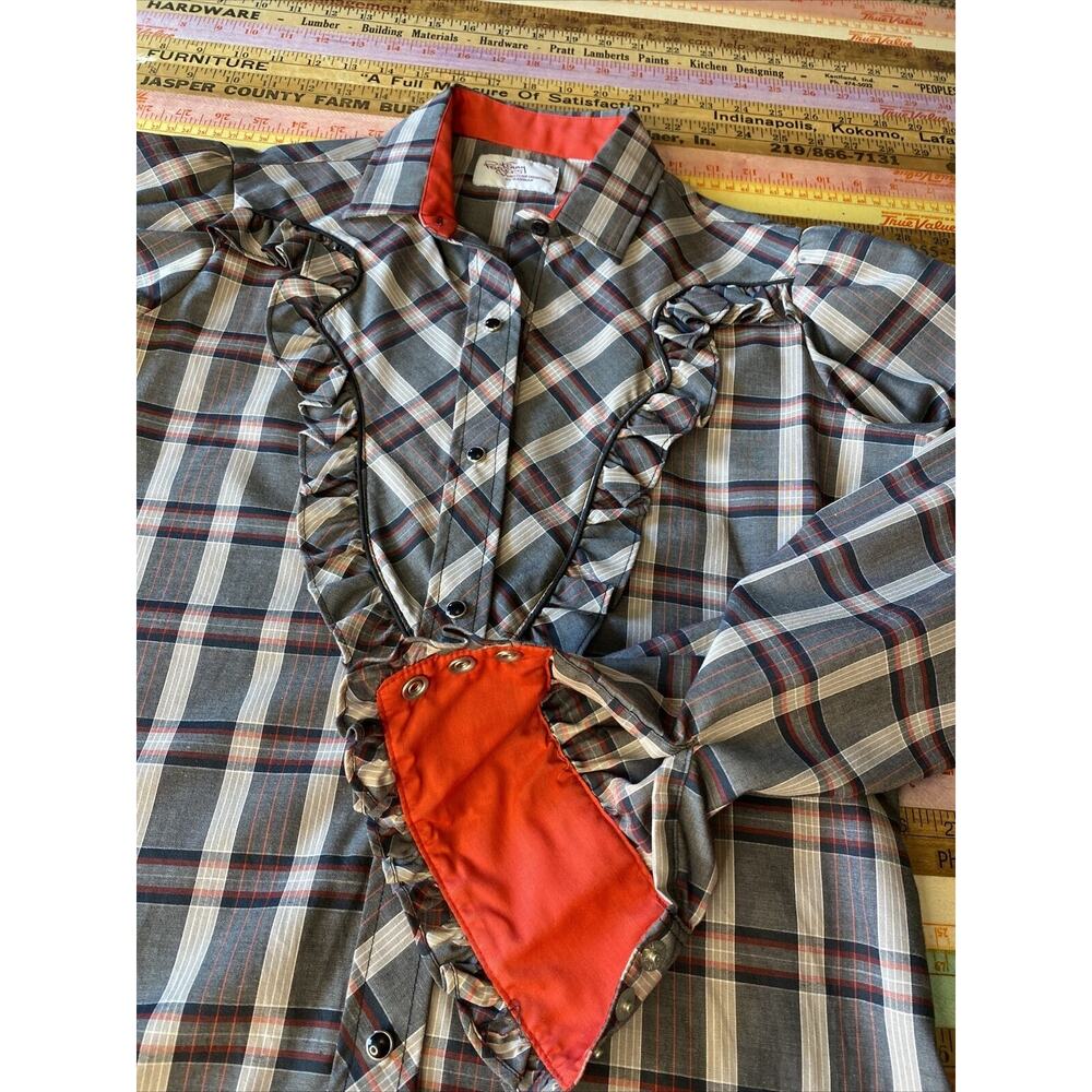 Plaid Ruffle Women's Blouse - Picture 13 of 14